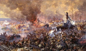 Battle for the Maloyaroslavets on october 12th 1812 Aleksandr Yurievich Averyanov Military War Oil Paintings